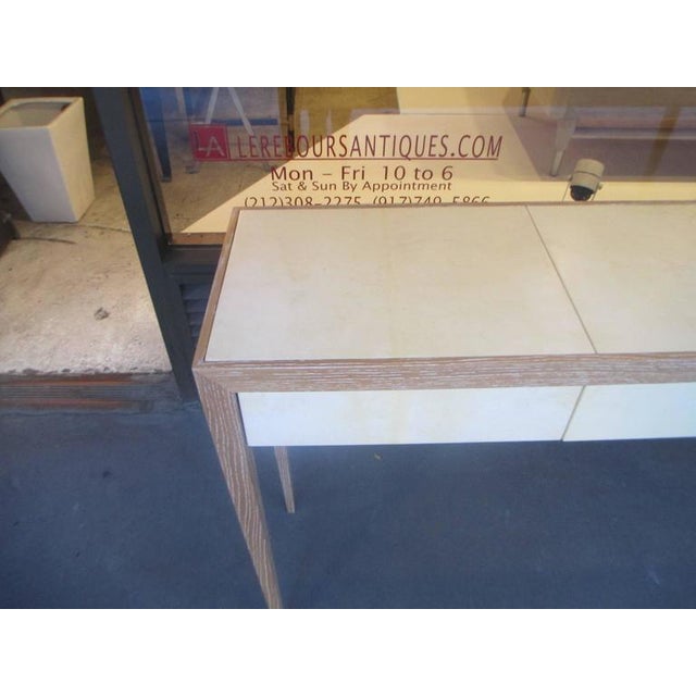 Contemporary Bespoke Cerused Oak and Parchment Console Table With Three Drawers For Sale - Image 3 of 8
