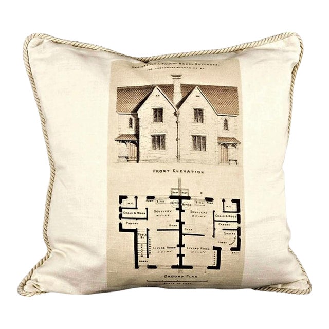 Pair of Modern Cottages Linen Pillow For Sale