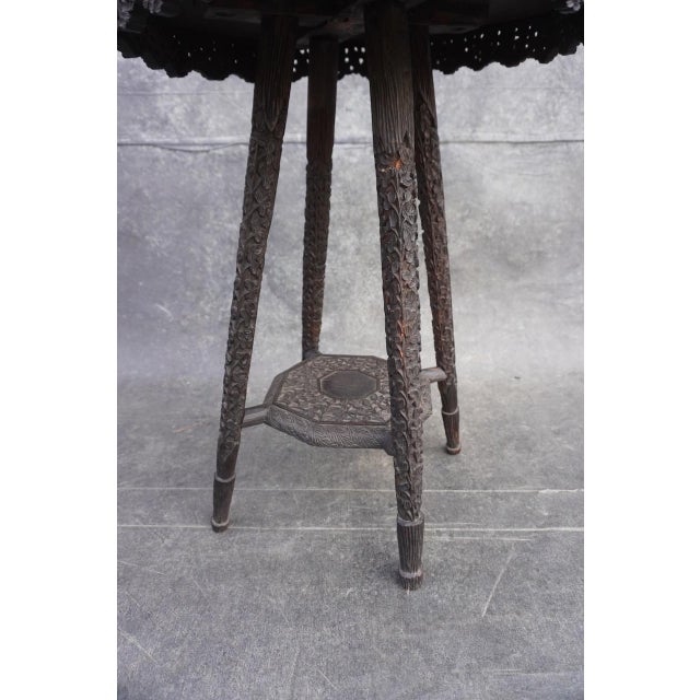 Mid 20th Century Mid 20th Century Southeast Asian Colonial Indochine Octagonal Hand-Carved Side Table For Sale - Image 5 of 11