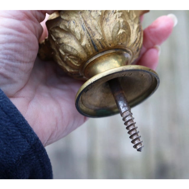 Gold French Style Antique Gilded Bronze Finial for Staircase, Curtain Rod, Bed a Pair For Sale - Image 8 of 10