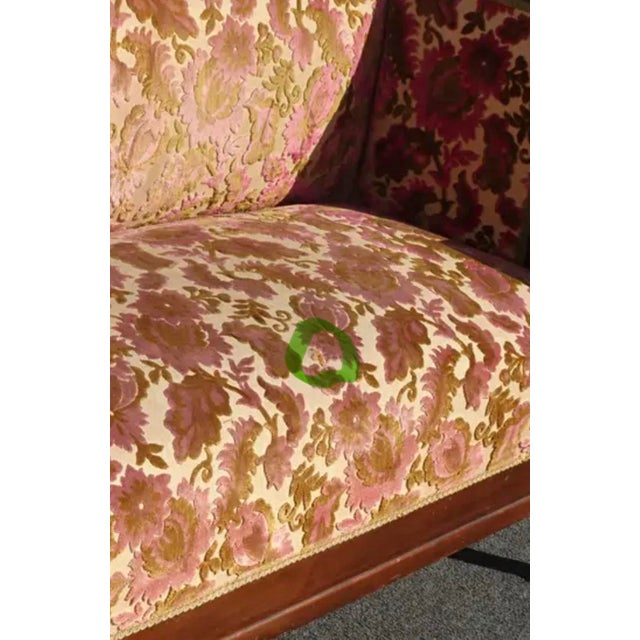 Antique French Country Biedemeier Settee Sofa W Burgunday Floral Velvet For Sale - Image 14 of 14