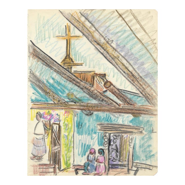 1940s Grace Spongberg De Grazia Mission Tucson Drawing For Sale