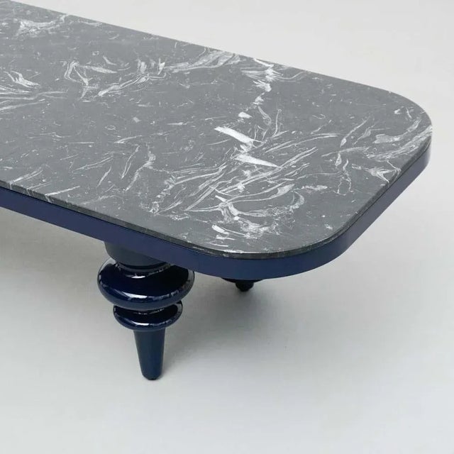 Jaime Hayon Black and Blue Marble Multileg Low Table attributed to Bd Barcelona For Sale - Image 10 of 13