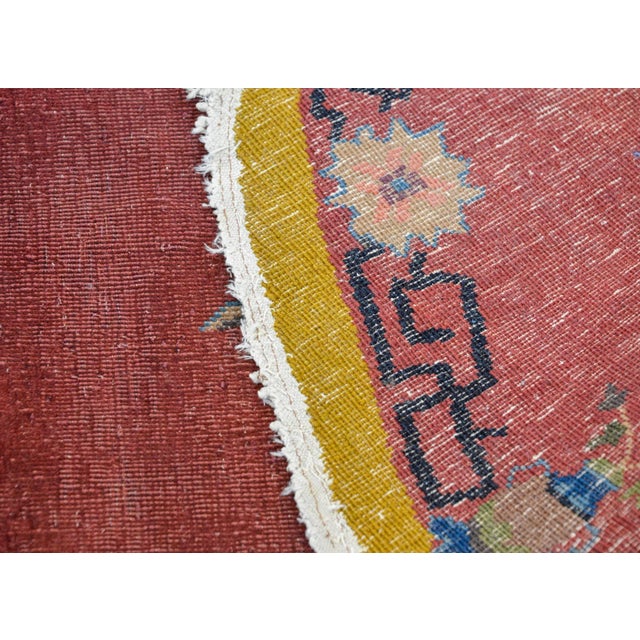 Raspberry Red Early 20th Century Chinese Art Deco Rug For Sale - Image 8 of 9