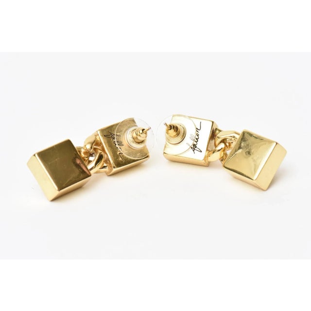 Gold Signed Fallon Sculptural Pierced Earrings, 1990's For Sale - Image 8 of 10