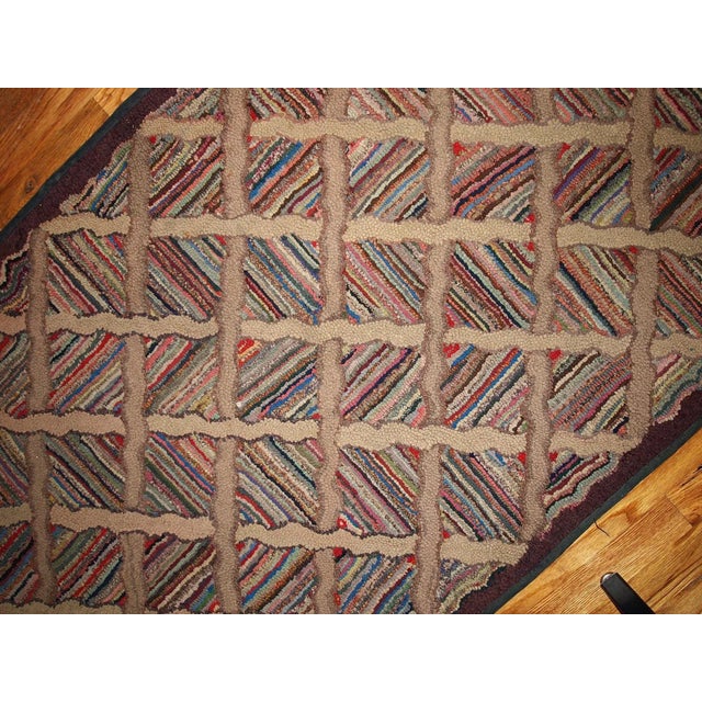 American 1880s Handmade Antique American Hooked Runner For Sale - Image 3 of 7