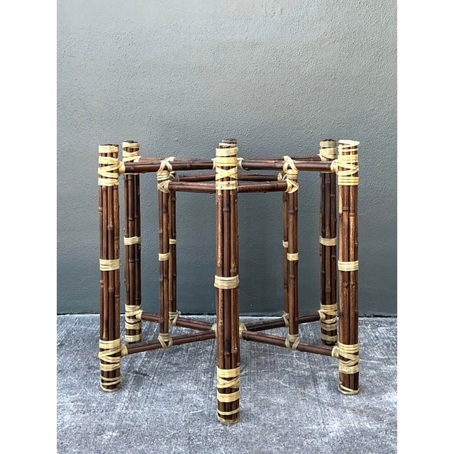 Vintage Bundled Rattan Dining Table Pedestal For Sale In West Palm - Image 6 of 12