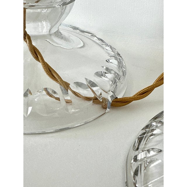 Early 20th Century Wheel Cut Glass Candlestick Lamps - a Pair For Sale - Image 17 of 18