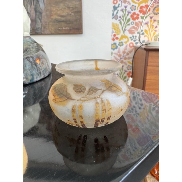 Muller Freres Vase/Bowl, cameo-etched enamel, acid-etched glass H: 7 cm, DM: 7.5 cm In good condition for its age (see...