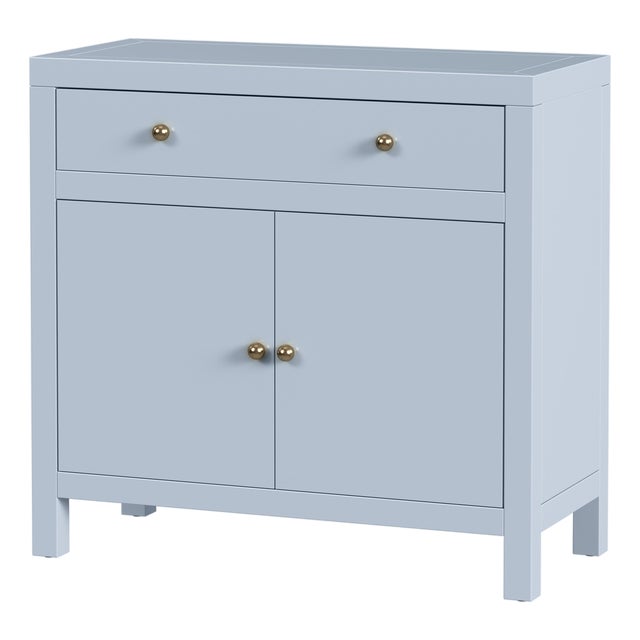 Nora 31 in. W Wood 1 Drawer 2 Door Accent Storage Cabinet, Light Blue For Sale