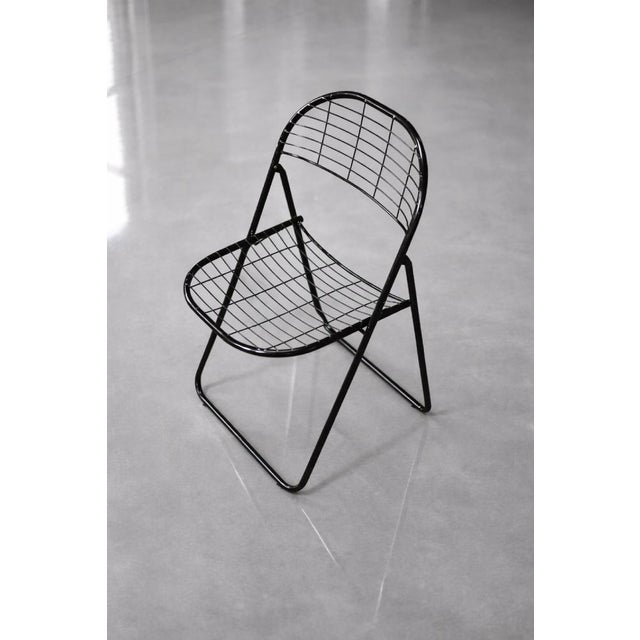 Mid-Century Modern Vintage Swedish Black Metal Åland Chairs by Niels Gammelgaard for Ikea, 1980s, Set of 5 For Sale - Image 3 of 18