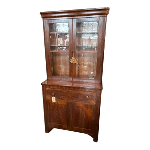 Victorian Secretary With Glass Front Cabinet