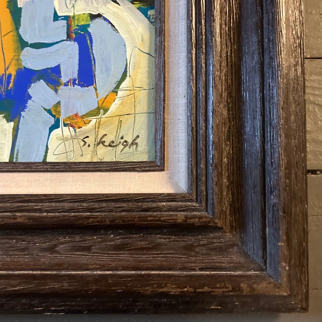 Original 12 x 16 painting on wood panel Signed bottom right Overall size with vintage frame with linen liner is 20 x 24