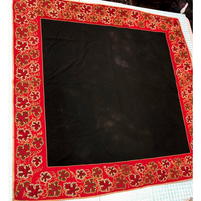 Large Antique Embroidered Textile Wall Hanging With Raised Floral Border — Possibly Portuguese For Sale - Image 13 of 13