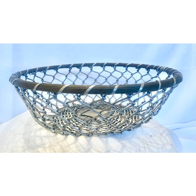 Mid 20th Century Vintage Mid-Century Woven Mixed Metal Media Americana Egg Gathering Basket For Sale - Image 11 of 11