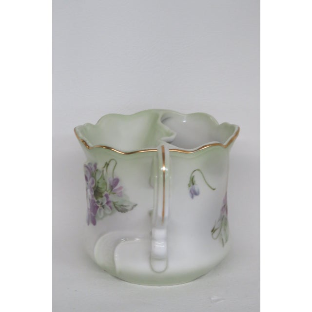 Mid 20th Century Brandenburg Floral Purple and Green Shaving Mug Cup 4558b For Sale - Image 4 of 11