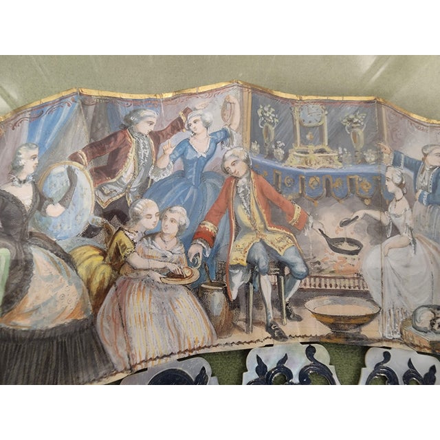 Stunning Hand Painted Antique Framed French Fan For Sale - Image 4 of 11