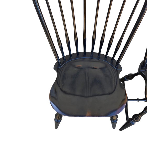 1990s 2 Nichols & Stone Windsor Side Chairs Bow Back Saddle Seat Distressed Country For Sale - Image 15 of 16