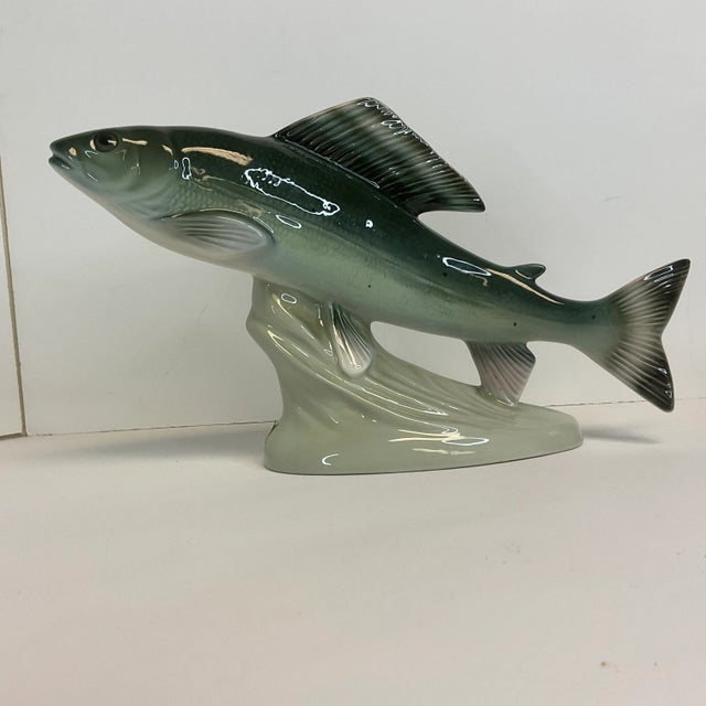 1990s Vintage Bohemian Czechoslovakian Majolica Porcelain Trout Fish Figural by Royal Dux For Sale - Image 13 of 13