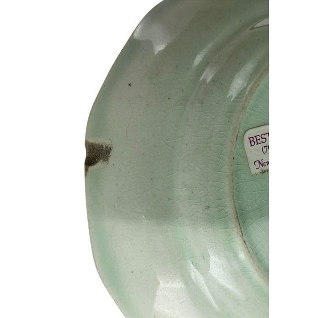 White Pair Antique Adams England Calyx Ware Hand Painted Floral Saucers / Dishes For Sale - Image 8 of 9