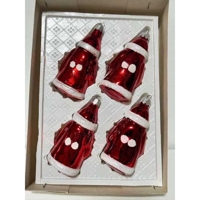 Vintage Mercury Glass Santa Christmas Ornaments With Mica Glitter – Set of 8 in Original Boxes For Sale In Louisville - Image 6 of 9