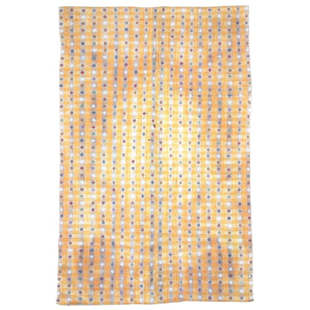 1960s Vintage Embroider Cotton Adana Kilim Rug- 6′10″ × 10′7″ For Sale