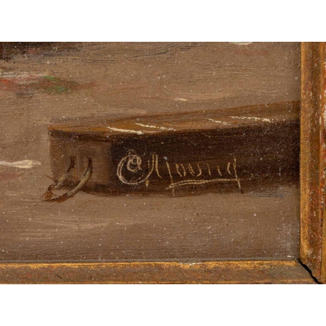 Antique White Illegibly Signed Sailing Boats Scene Oil, 19th Century For Sale - Image 8 of 8