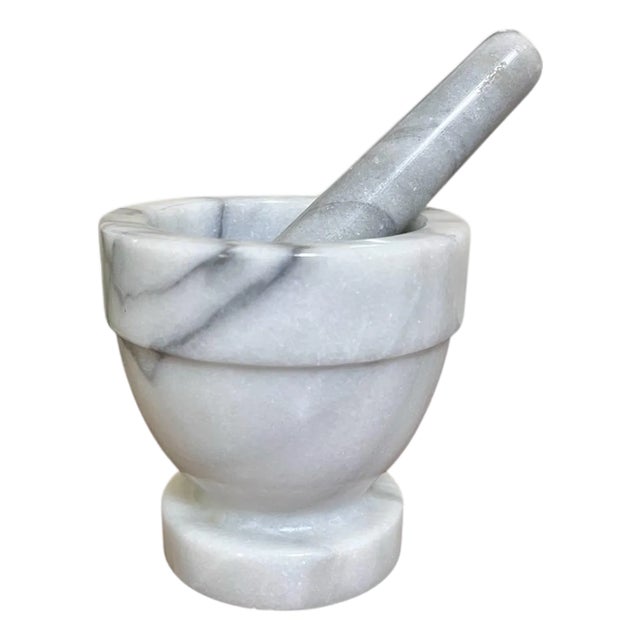 Vintage 1970s Marble Pestle and Mortar Set For Sale