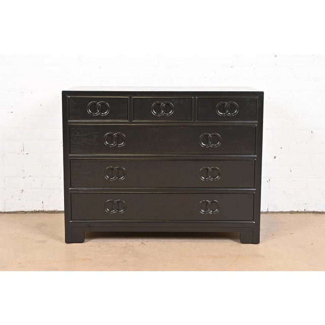 Michael Taylor for Baker Far East Collection Black Lacquered Dresser Chest, Newly Refinished For Sale - Image 13 of 13