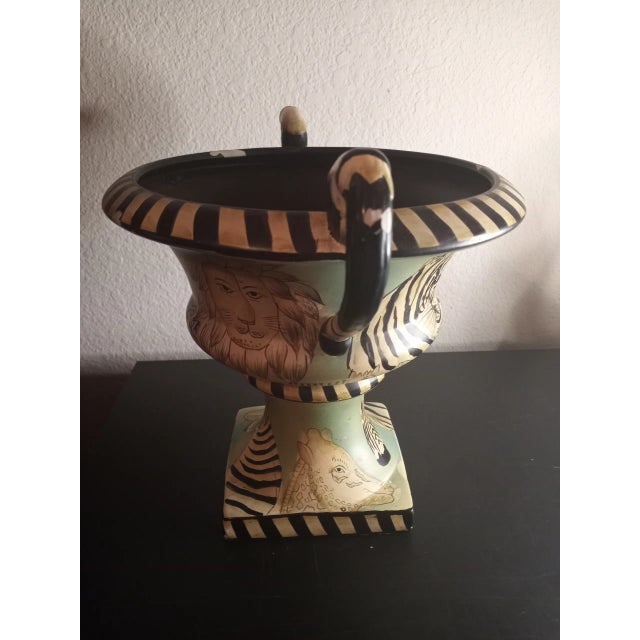 Safari Themed Ceramic Planter For Sale - Image 4 of 7