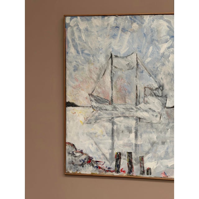 Michael Hertzman, Silhouette of the Boat, 1992, Oil on Canvas, Framed For Sale - Image 9 of 18