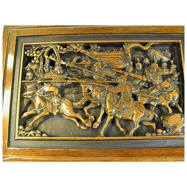 Brown Mid 20th Century Heavily Carved Wood Asian Nesting Tables Set of 4 For Sale - Image 8 of 10