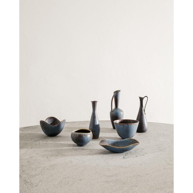 Blue Brown Ceramics by Gunnar Nylund, 1950s, Set of 7 For Sale - Image 6 of 7