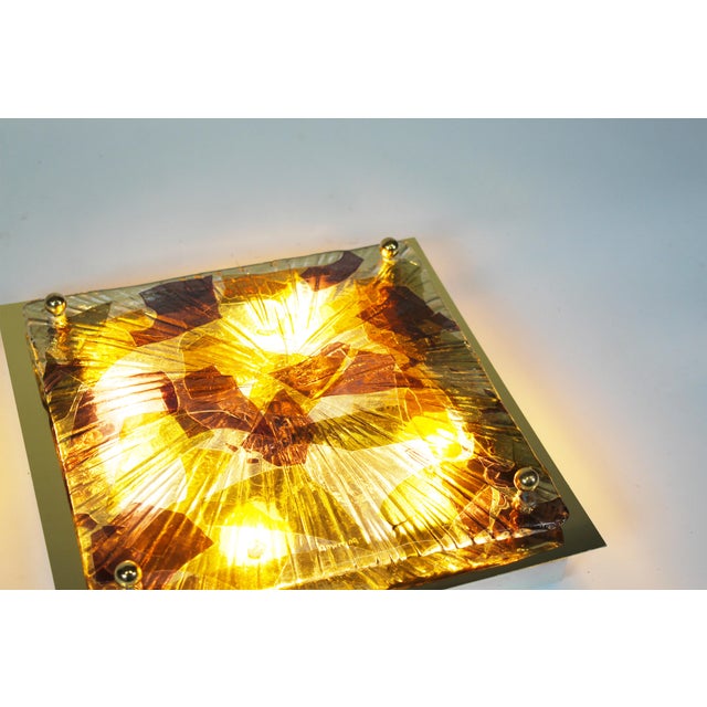 Metal Brass and Murano Glass Flush Mount from La Murrina, 1970s For Sale - Image 7 of 11