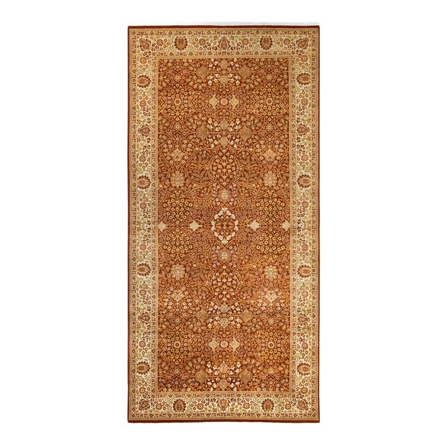 Mogul, One-of-a-Kind Hand-Knotted Runner Rug - Orange, 5' 1" x 10' 7" For Sale