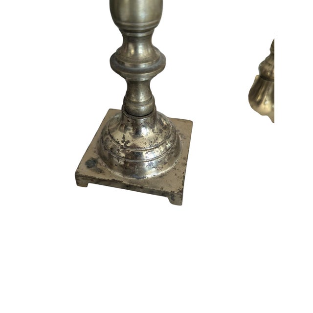 Metal Vintage Brass Candlestick Holders- Set of 8 For Sale - Image 7 of 8
