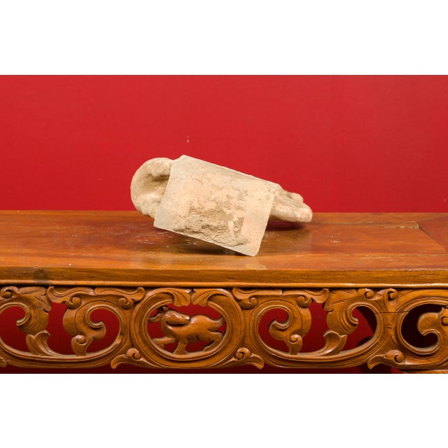 Sand Chinese Han Dynasty 202 BC-200 AD Mingqi Camel with Original Orange Paint For Sale - Image 8 of 13