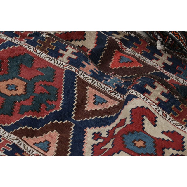 Rug & Kilim Antique Russian Tribal Bag Kilim With Geometric Patterns - Rug & Kilim For Sale - Image 4 of 8