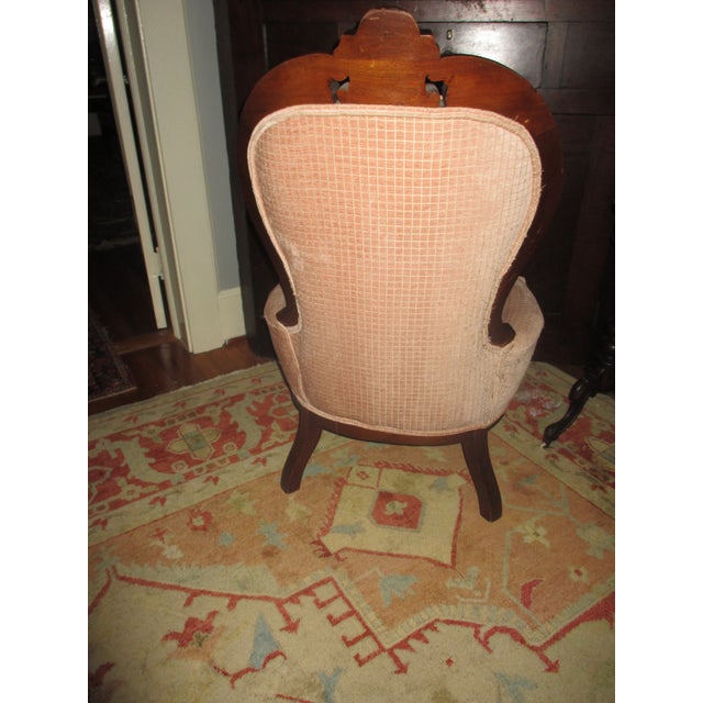 Antique Walnut Renaissance Revival Hand Carved With Ladies Face Parlor Chair For Sale - Image 4 of 12