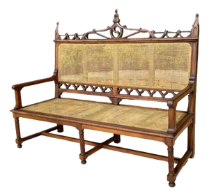 Walnut 1 Caning Gothic Bench