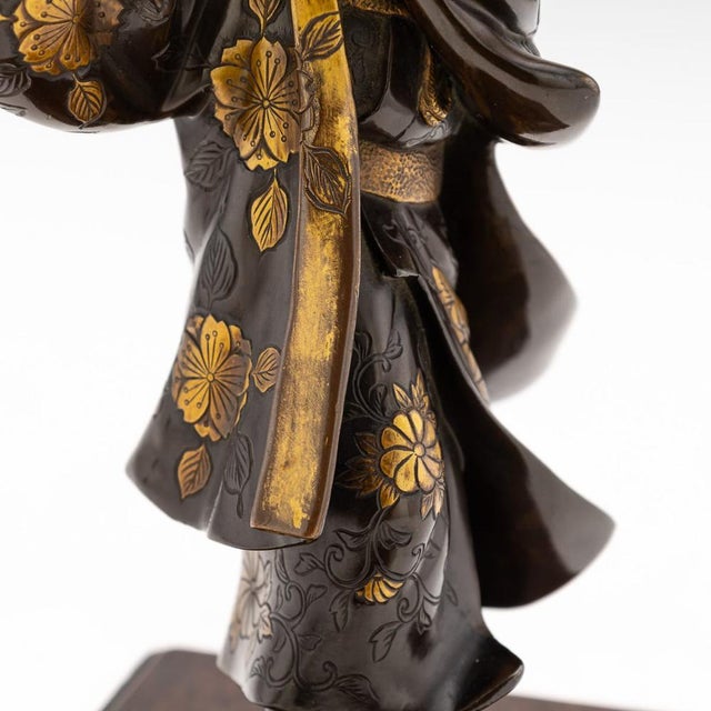 Antique Japanese Gilt Bronze Kawaraban Figurine from Miyao Eisuke Company, 19th Century For Sale - Image 12 of 18