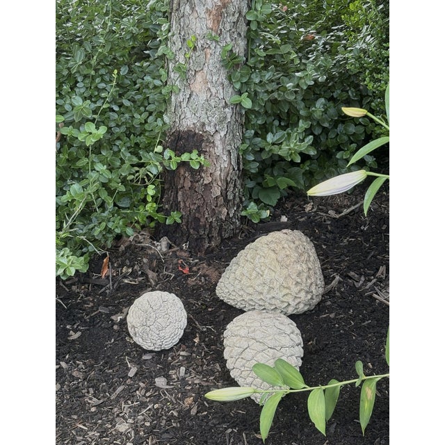 Late 20th Century Concrete Pinecones - A Grouping of Three Garden Sculptures For Sale - Image 12 of 12