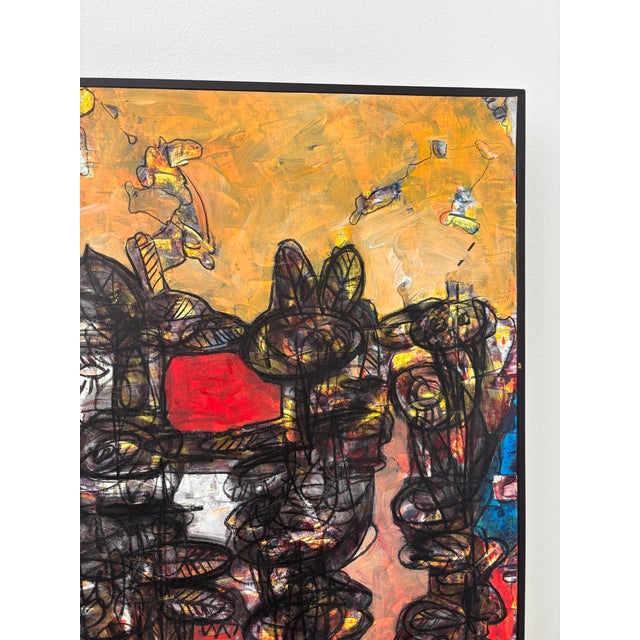 Benjamín De León Dominican Expressionist Figurative Mixed Media Painting For Sale - Image 4 of 10