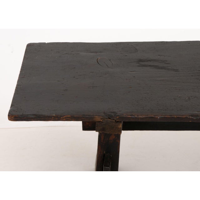 Japanese Ebonized Wood Bench, Meiji Period, 19th Century For Sale - Image 4 of 6