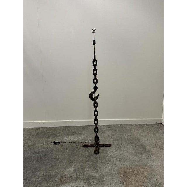 Brutalist Cast Iron & Marine Chain Links Floor Lamp, France, 1960s For Sale - Image 16 of 16