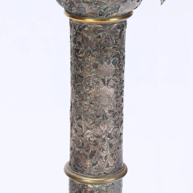 Edward F. Caldwell & Co. An Antique Silver and Bronze Floor Lamp by Edward F. Caldwell & Co. For Sale - Image 4 of 12