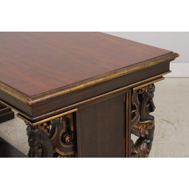 Antique French Neo Renaissance Carved Library Table For Sale - Image 11 of 17