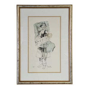 Framed Artist Proof Lithograph by Richard Shepard – Signed “Pretzel Man” Street Vendor Portrait