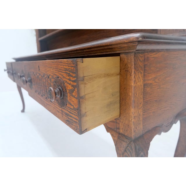 Fine Solid Carved Oak 3 Dove Tail Drawer Server Cupboard Credenza Sideboard MINT For Sale - Image 13 of 18