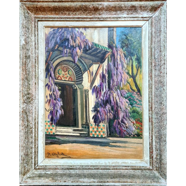 Romeo Charles Aglietti, The Wisteria, Early 20th Century, Oil on Panel For Sale - Image 4 of 4
